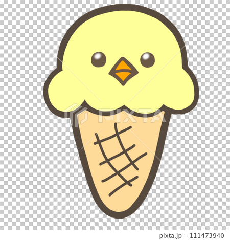 ヒヨコ アイスクリーム 動物 スイーツ（目キラキラver)のイラスト素材