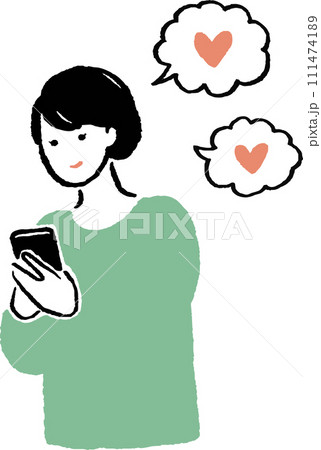 スマホを操作する女性のイラスト 111474189