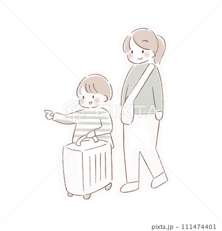 旅行に出かける親子 旅行に出かける親子 111474401