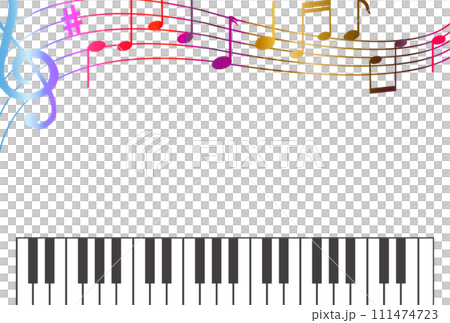 鋼琴鍵盤和樂譜框架 111474723