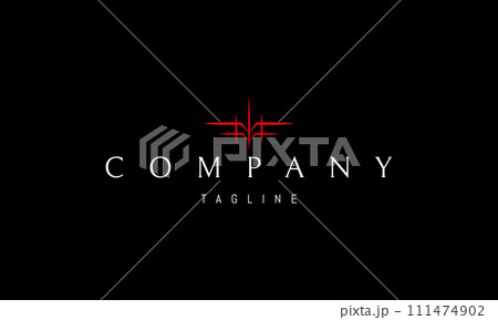 Vector red logo with an abstract image of airplane wings in a linear style. Vector red logo with an abstract image of airplane wings in a linear style. 111474902