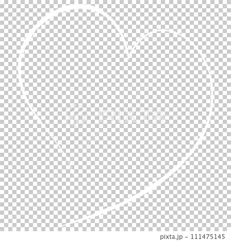 手書き風ハートのイラスト　線　白　バレンタイン　 111475145