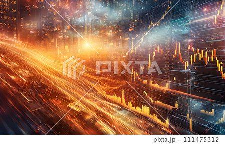 A dynamic depiction of business and finance with dominant A dynamic depiction of business and finance with dominant 111475312