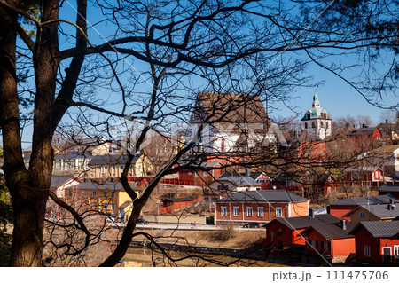 Beautiful panoramic view of Porvoo Cathedral and old town of Porvoo 111475706