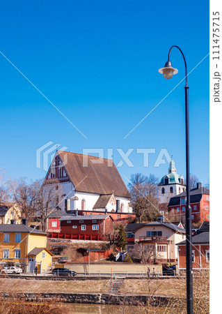 Beautiful panoramic view of Porvoo Cathedral and old town of Porvoo 111475715