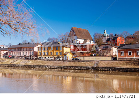 Beautiful panoramic view of Porvoo Cathedral and old town of Porvoo Beautiful panoramic view of Porvoo Cathedral and old town of Porvoo 111475721