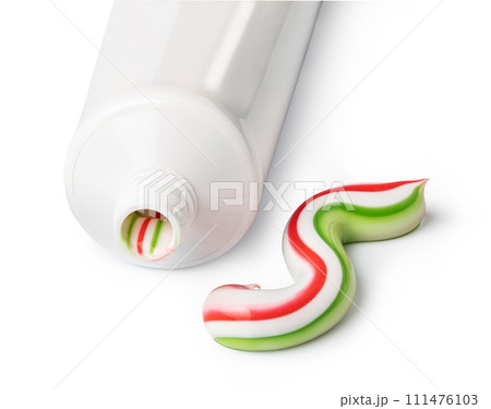 Toothpaste squeezed out from a toothpaste tube 111476103