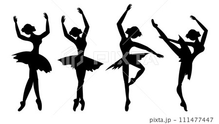 Classic ballet. Set of silhouettes of girls ballerinas.. Classic ballet. Set of silhouettes of girls ballerinas.. 111477447