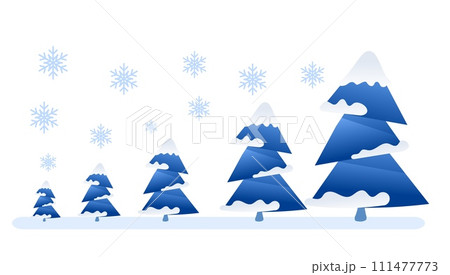 Winter is coming. Christmas trees and snowflakes. Christmas and New Year vector composition. 111477773