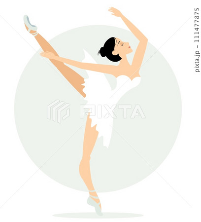 Ballerina dancing in pointe shoes. A ballerina dances beautifully on the theater stage. Beauty of classical ballet. Ballerina dancing in pointe shoes. A ballerina dances beautifully on the theater stage. Beauty of classical ballet. 111477875