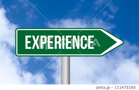 Experience road sign on sky background 111478168