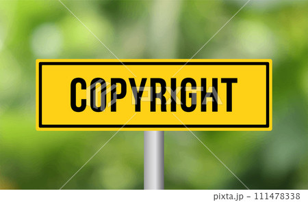 Copyright road sign on blur background Copyright road sign on blur background 111478338