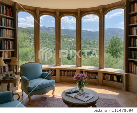 Interior of a library in a country house. Interior of a library in a country house. 111478694