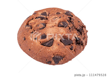 Chocolate chip cookie, isolated on white background. Sweet dessert. File contains clipping path. Chocolate chip cookie, isolated on white background. Sweet dessert. File contains clipping path. 111479328