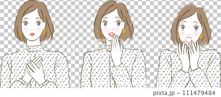 Vector illustration set of a woman with a troubled expression Vector illustration set of a woman with a troubled expression 111479484