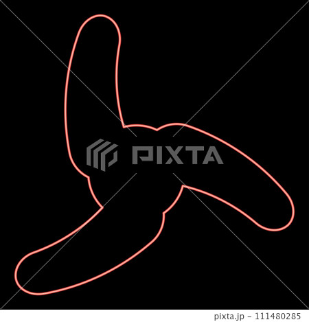 Neon screw of ship propeller fan turbine three-bladed red color vector illustration image flat style Neon screw of ship propeller fan turbine three-bladed red color vector illustration image flat style 111480285
