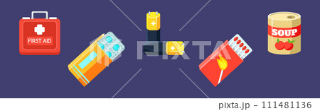 Outing Object and Equipment for Camping and Travel Vector Set 111481136