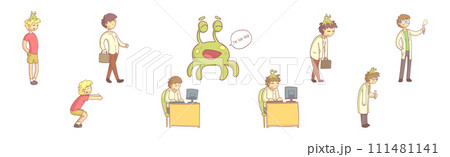 Young Man Character Engaged in Different Activity Vector Set 111481141