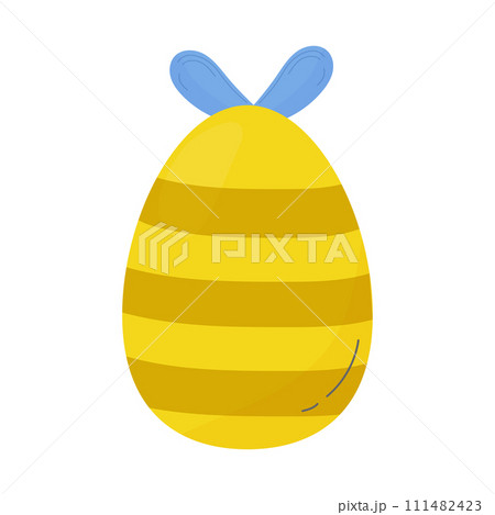 Cute Easter egg, in the shape of a wasp, bee with wings. On a white isolated background Cute Easter egg, in the shape of a wasp, bee with wings. On a white isolated background 111482423