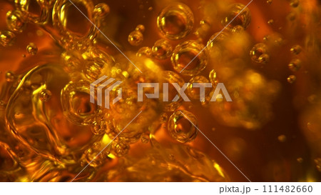 Abstract Golden Liquid Background, Macro shot. 111482660