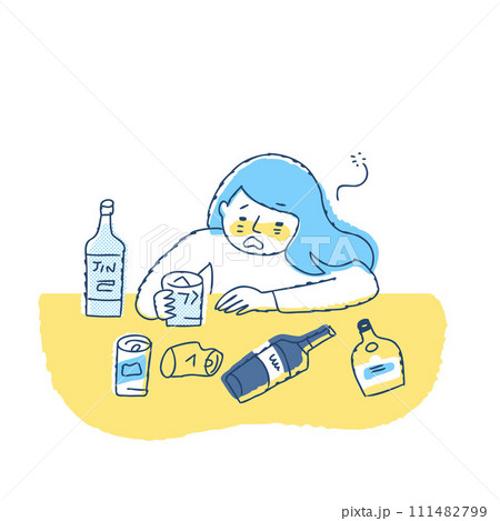 お酒を飲んで泥酔している女性 111482799