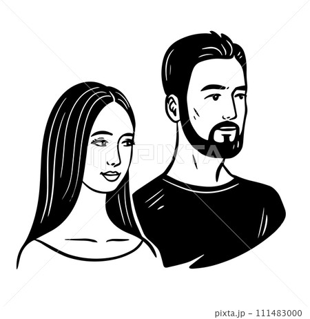 Happy man and woman sketch 111483000