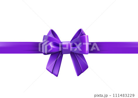 Violet ribbon with bow isolated on white background. Design trmplate. 3d vector illustration Violet ribbon with bow isolated on white background. Design trmplate. 3d vector illustration 111483229