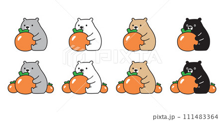 Bear polar icon orange vector teddy hug fruit pet cartoon character logo symbol illustration clip art isolated design 111483364