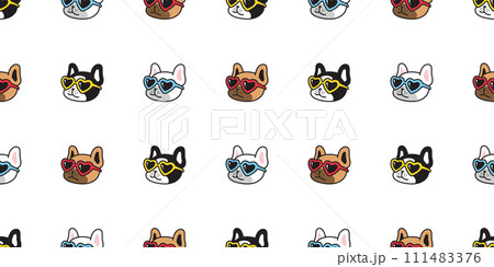 dog seamless pattern french bulldog heart sunglasses vector puppy pet doodle cartoon tile background gift wrapping paper repeat wallpaper illustration scarf isolated design dog seamless pattern french bulldog heart sunglasses vector puppy pet doodle cartoon tile background gift wrapping paper repeat wallpaper illustration scarf isolated design 111483376