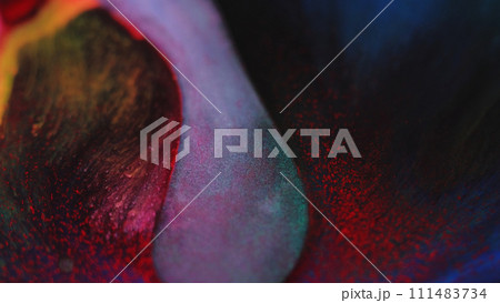 Paint splash ink blend red yellow blue fluid spill 111483734