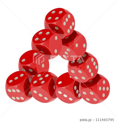 Impossible Triangle from red dices, 3D rendering 111483795