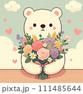 花束を持った白くま 111485644