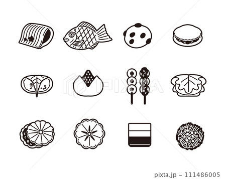 和菓子のイラストセット（線画） 111486005