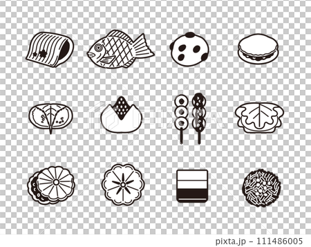 和菓子のイラストセット（線画） 111486005