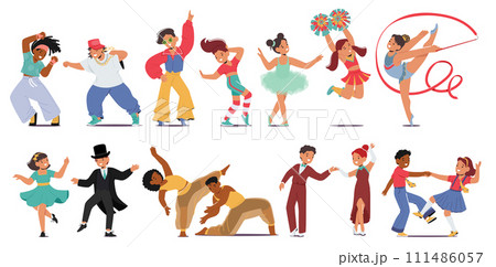 Energetic Laughter Fills The Air As Kids Twirl And Groove To Lively Beats. Their Tiny Feet Create A Kaleidoscope Of Joy 111486057