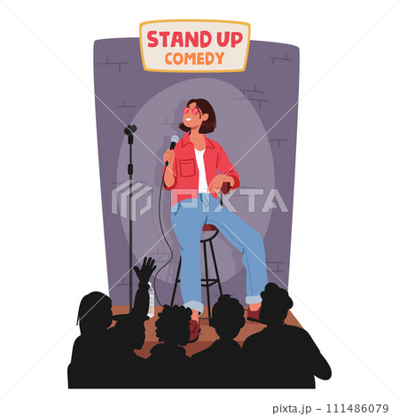 Female Artist Dazzled The Stage With Uproarious Stand-up, Weaving Clever Anecdotes And Sharp Wit, Leaving The Audience 111486079