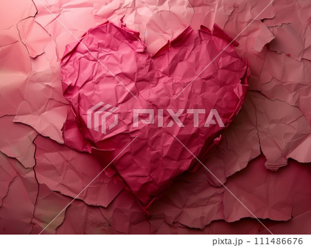 AI-generated content. Heart Shaped Paper Torn Open on Textured Background 111486676