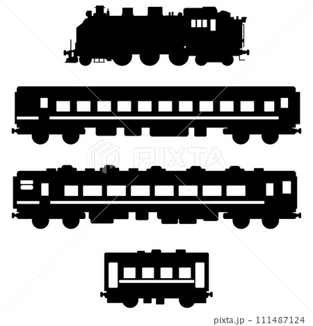 シンプルなSLと客車の切り抜き 111487124