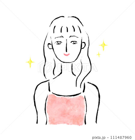 スタイリング後の女性　笑顔　美しい髪　美しい肌 111487960
