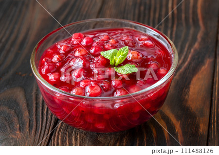 Bowl of lingonberry sauce Bowl of lingonberry sauce 111488126