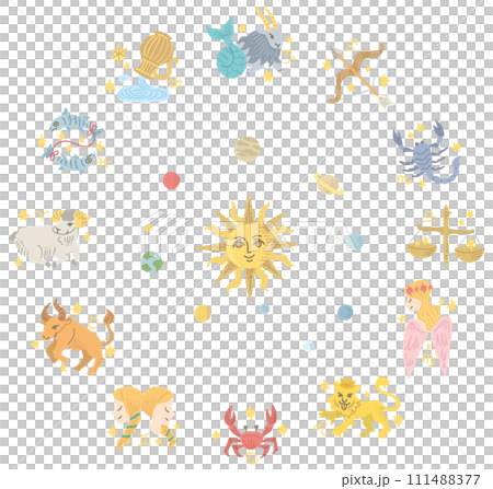 12星座太陽系歐式插畫 111488377
