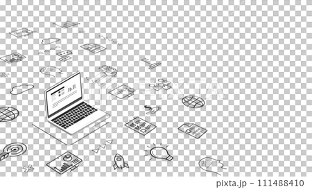 Business and technology isometric background Background: White Icon: Black Business and technology isometric background Background: White Icon: Black 111488410