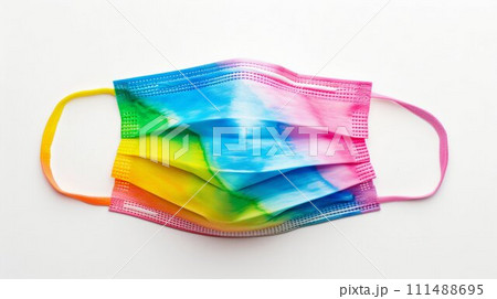 Colorful Rainbow Protective Face Mask Isolated on White. Generative ai 111488695