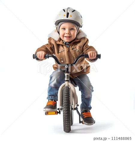 Cheerful Toddler Enjoying a Bike Ride. Generative ai 111488865