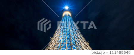 「東京都」東京ソラマチから見る東京スカイツリー　夜景 111489646