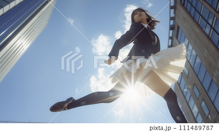 AI画像生成　街で踊る女性 111489787