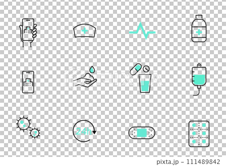 Medical and healthcare line icon set 111489842