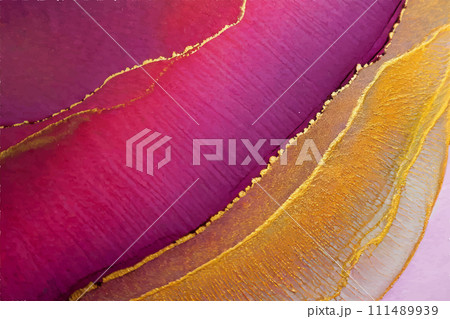 アマランスパープルとゴールドのアルコールインクアートの背景素材 アマランスパープルとゴールドのアルコールインクアートの背景素材 111489939