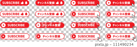 Channel registration button, arrow and hand click mark set Channel registration button, arrow and hand click mark set 111490234