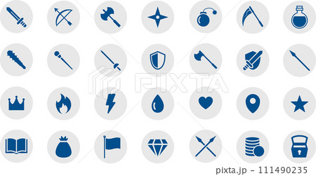 丸いRPGゲームのマークセット 111490235